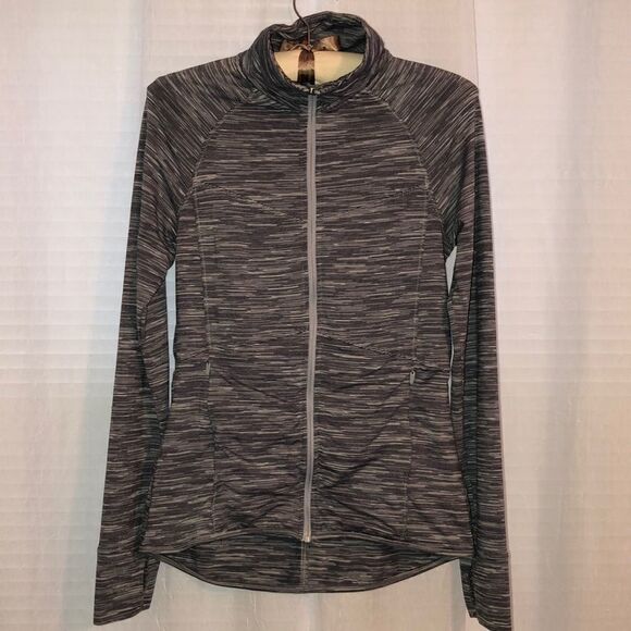 Champion S Active Full Zip Mock Neck Fitted Gray White Heathered Sweatshirt - Picture 1 of 14